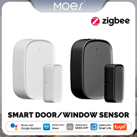 MOES Tuya ZigBee Sensor kontak pintu jendela rumah pintar detektor terbuka/tertutup pintu nirkabel bekerja dengan Alexa Google Home