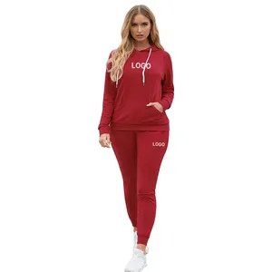 Women Pullover Hoodie Pockets Sweatpants Sport Jogger Sweatsuit 2 Piece Outfits Long Sleeve Sweatshirt and Sweatpants Set