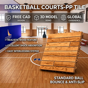 Baldosas deportivas entrelazadas de PP con efecto madera al por mayor de fábrica, tamaño personalizado, antideslizantes, para gimnasios y canchas, suministro directo. - Product Image 1