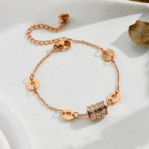 سوار نسائي من الفولاذ المقاوم للصدأ بأرقام رومانية متينة من الزركون بتصميم عصري سلسلة عصرية بخصر صغير هدية رائعة - Product Image 2