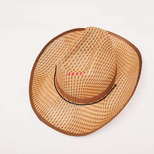 Chapeau de cowboy unisexe en paille à large bord, protection solaire, chapeau de pêche pour hommes et femmes, utilisation en extérieur, fabriqué en Chine - Product Image 1
