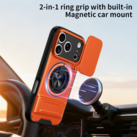 Coques de téléphone portable antichoc avec anneau magnétique puissant et support coulissant pour appareil photo, compatibles iPhone 18 17 16 Pro Max
