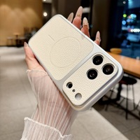 Coque de téléphone à fenêtre large 18PROMAX à détection avancée et changement instantané, compatible avec 17pro, nouveau motif lychee magnétique, autocollant 16