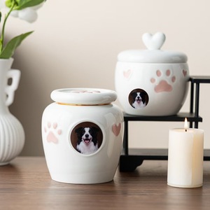 Guci Keramik Foto Kustom Buatan Tangan Ramah Lingkungan untuk Hewan Peliharaan Kecil Anjing Hewan Kesayangan Wadah Kremasi Elegan Kenang-kenangan Peringatan - Product Image 3