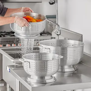 Saringan bak cuci aluminium serbaguna, keranjang penyaring buah & sayuran dapur