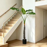 Plante artificielle moderne écologique en gros, type oreille d'éléphant, grande feuillage vert réaliste pour hall d'entrée et usage commercial