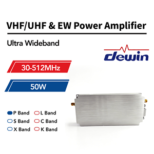 เครื่องขยายสัญญาณวิทยุสื่อสารติดรถยนต์ <span class=keywords><strong>Dewin</strong></span> VHF UHF SATCOM รุ่น UWB ซีรีส์ 30-512MHz GaN 50W 28V RF PA ป้องกันโดรน FPV - Product Image 2