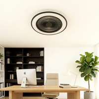 Ventilateur de plafond minimaliste avec bordure marron, lumière LED à changement de couleur, faible bruit, lampe de ventilateur pour chambre à coucher