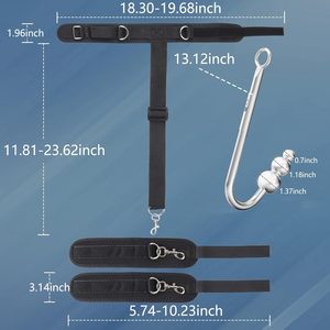 Anal Hook BDSM Sex Bondage <strong>Neck</strong> to Wrist <strong>Restraints</strong> Kit Sex Toys for Couple Adjustable Behind Back Handcuffs - Product Image 5
