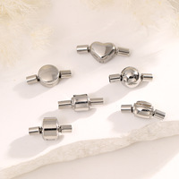 Accessoires de bijoux de luxe, fermoirs de bracelet en acier inoxydable en forme de cœur et de cercle, fermoirs de collier polyvalents de style coréen