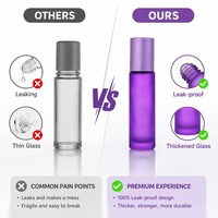 Flacon roll-on en verre dépoli coloré de 10 ml de qualité supérieure, anti-fuite, à paroi épaisse, pour parfum et huiles essentielles, finition mate