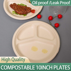 Assiettes jetables compostables en bagasse de canne à sucre pour mariage, fête d'anniversaire, vaisselle écologique personnalisée - Product Image 4