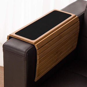 Aanpasbare Opvouwbare Bamboe <span class=keywords><strong>Sofa</strong></span> Arm Dienblad Tafel Met Afstandsbediening Houder Anti Slip Mat - Product Image 4