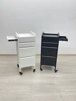 Chariot de rangement moderne en métal pour salon avec 4 tiroirs, chariot utilitaire mobile à roulettes pour la coiffure, le spa, l'organisation de bureau