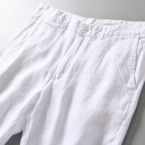Pantaloncini Estivi da Uomo in Stile <span class=keywords><strong>Lino</strong></span> con Finitura Vintage Lavata, Design <span class=keywords><strong>Cargo</strong></span> in Tinta Unita, Casual - Product Image 6
