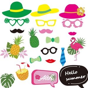 Nuevo Set de 21 Accesorios para Fotos con Diseño de Piña Hawaiana, Estampado Aloha de Verano, para Fiestas en la Playa, Temática Tropical - Product Image 5