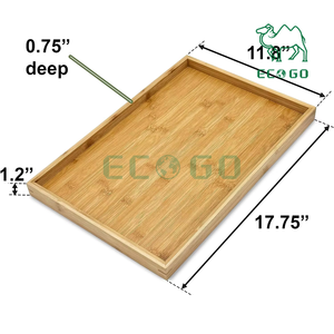 Bandeja de bambú para servir con asa Bandeja decorativa para desayuno y cena Bandejas de madera para servir - Product Image 6