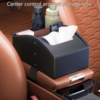 Boîte de rangement pour accoudoir de voiture en cuir Nappa, organiseur d'accoudoir avec porte-mouchoirs, extension universelle pour console centrale de voiture