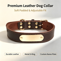 Collier de dressage de luxe OEM ODM pour chiens et chats, en cuir de vachette personnalisé, à dégagement rapide, moderne, souple, avec plaque nominative métallique gravée et rivets imprimés