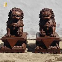 Sculpture de lion chinois en bronze RELONG, statue de chien Foo en métal pour jardin de villa, parc extérieur