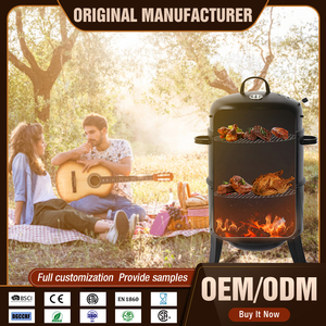 مدخن للحوم أسود برميل عمودي خارجي 3 في 1 مدخن باربيكيو - Product Image 2