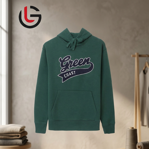 เสื้อฮู้ดดี้สีเขียวอ่อนสไตล์วินเทจ ผ้าฝ้ายออร์แกนิค 100% เนื้อฟลีซ สำหรับผู้ชาย ฤดูหนาว/ฤดูใบไม้ร่วง เป็นมิตรกับสิ่งแวดล้อม ระบายอากาศได้ดี น้ำหนัก 300 กรัม ผ้าฟลีซพิมพ์ลาย - Product Image 1