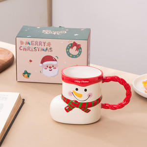 Tasse Père Noël Bonhomme de Neige, Tasse à Café Créative Peinte à la Main, Tasse en Céramique Domestique de Haute Qualité Esthétique - Product Image 6