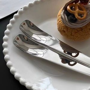 Cuillère à long manche en acier inoxydable 304 texturé, cuillère à gâteau à tête plate pour glace/dessert, cuillère mignonne pour nourriture pour animaux de compagnie, ustensile de cuisine - Product Image 4