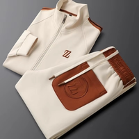 Ensemble de survêtement sport deux pièces tendance pour homme, nouvelle collection automne-hiver, col montant, sweat-shirt décontracté à manches longues brodé