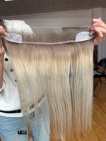 SHY Topper en dentelle HD12*2 en cheveux humains de luxe, ligne de cheveux réaliste, couleur blonde, nœuds invisibles pour femmes, fournisseur d'usine