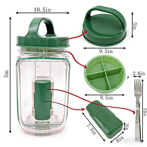 Recipiente para Ensaladas de Plástico con Logotipo Personalizado, Nuevo, con Asa y Tenedor, Apertura Lateral, Reutilizable, Ecológico, para el Hogar, la Oficina, Viajes y Uso al Aire Libre - Product Image 2