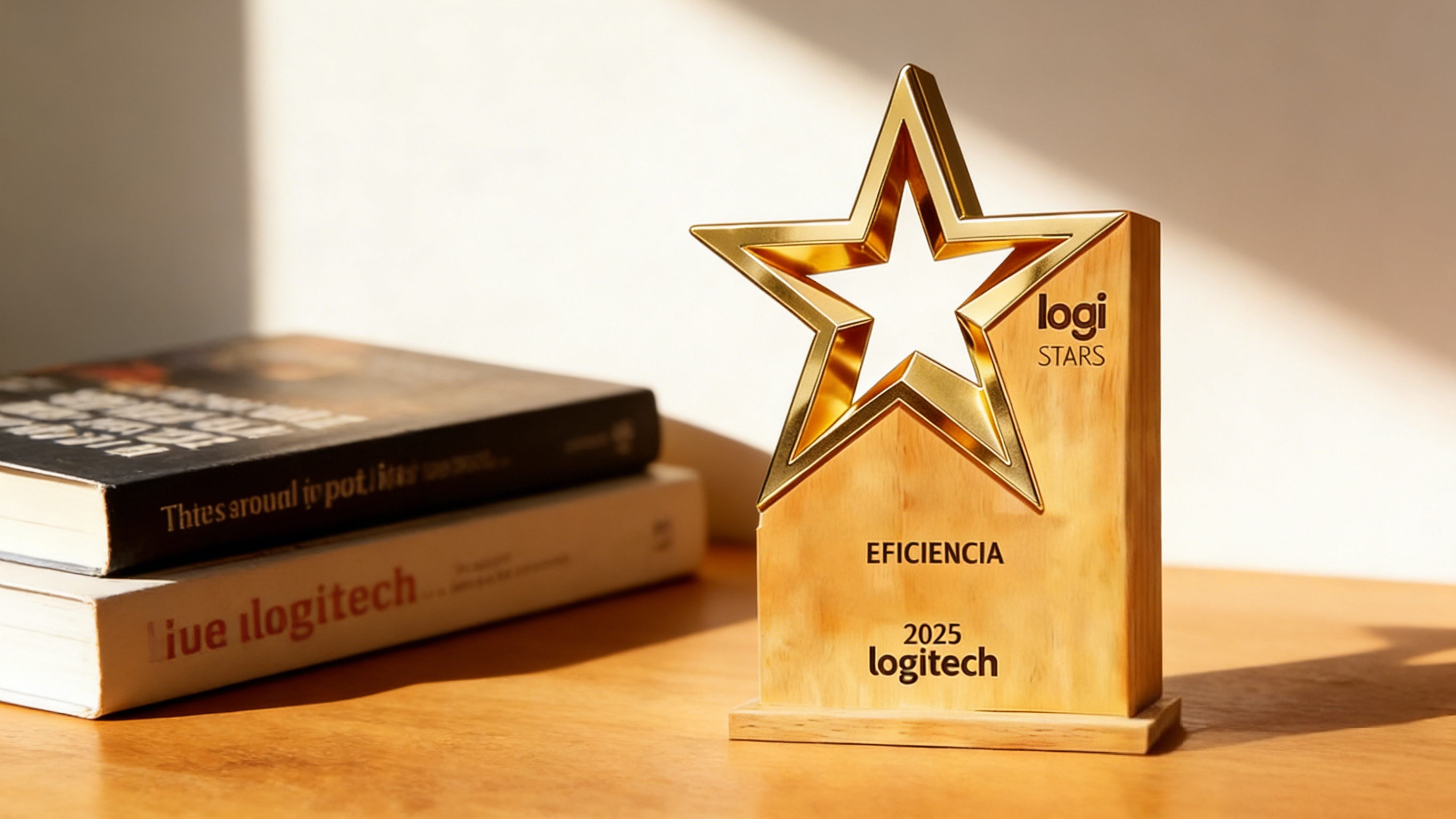Metal five-pointed star solid wood trophy