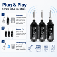Wireless Audio Transmitter Receiver System , Guitar/Instrument Specific Wireless Transceiver UHF Low Latency , 6.35/3.5mm Audio