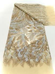 Phi hạt sang trọng lưới vải ren Nigeria vải tuyn <span class=keywords><strong>2025</strong></span> pháp nặng đính cườm Net ren cho phụ nữ Evening Dresses - Product Image 3