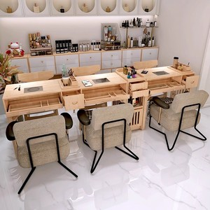 Mesa de Manicura de Madera Sólida para Salón de Uñas, Mueble de Diseño con Colector de Polvo - Product Image 3