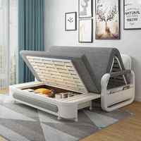 Canapé-lit minimaliste inclinable double usage en tissu rétractable, lit simple multifonctionnel pliable en bois massif pour hôtel et salon