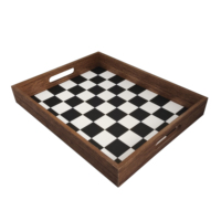 Plateau de rangement en damier noir et blanc, nouveau Design 37.6x29.6x5 Cm, plateau décoratif pour échecs au Restaurant