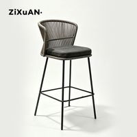 Meubles de jardin en rotin d'extérieur, chaise moderne pour terrasse d'hôtel, tabourets de bar en aluminium tressé, table à manger pour restaurant