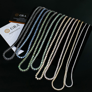 Colourful moissanite tennis chain with radiant round stones crafted for vibrant luxury street style hip hop <b>jewellery</b> <b>fashion</b> - Product Image 1