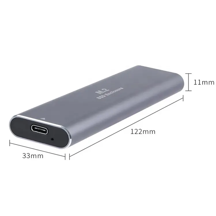 Caja de aluminio USB3.1 tipo C a M.2 NVME/SATA SSD, disco duro externo de 2TB para Mac, PC, teléfono móvil