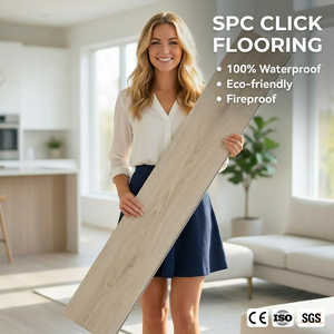 Revêtement de sol en vinyle rigide SPC 6 mm, imperméable, antidérapant, durable, surface unie pour cuisine, salon, salle à manger, salle de bain, hôtel, système clic - Product Image 1