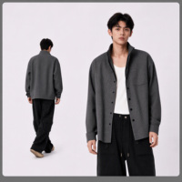 Produsen Kemeja Pria Custom OEM ODM, Kerah Zip, Kancing Depan, Lengan Panjang, Gaya Streetwear, Grosir