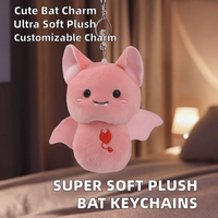 Porte-clés en peluche chauve-souris rose, pendentif animal en peluche doux, conception personnalisée, fabricant OEM