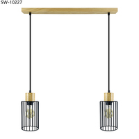Support de lampe suspendue en bois, style rustique traditionnel pour restaurant, lampe suspendue en métal, éclairage LED décoratif