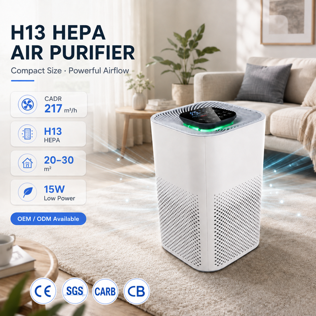 2026 New OEM Portable Desktop Air Purifier H13 HEPA Filter for Home Dust Removal Tuya Smart App Control Touchscreen