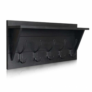 Moderno Perchero de <span class=keywords><strong>Pared</strong></span> Combinado de Acero Inoxidable y Madera con <span class=keywords><strong>Barra</strong></span> para Toallas y Ganchos, Organizador Colgante para Dormitorio, Sala de Estar y Baño - Product Image 2