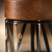 Ensemble de diffuseurs à bâtonnets en verre cylindrique dégradé fumé de 200 ml, flacon rond d'aromathérapie avec bouchon en bois, logo personnalisé