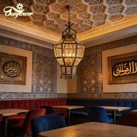 Lanterne islamique suspendue sur mesure, grande taille, en fer, avec éclairage LED, pour la décoration des restaurants, hôtels et mosquées du Moyen-Orient