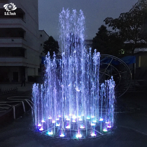 Decorazione corona d'acqua giardino esterno piccola fontana musicale danzante con Led in acciaio inox ugelli fontana
