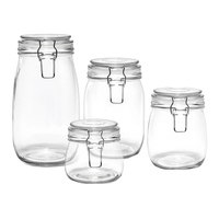 Pots de stockage en verre scellés en gros de différentes tailles avec couvercle à clip supérieur pivotant
